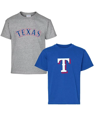Soft As A Grape Big Boys and Girls 2-Pack Royal/Gray Texas Rangers T-Shirt Set