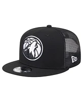 New Era Men's Black Minnesota Timberwolves 9FIFTY Snapback Trucker Hat
