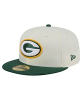 New Era Men's White/Green Green Bay Packers Main 59FIFTY Fitted Hat