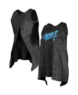 5th & Ocean Women's by New Era Black Charlotte Fc Athletic Cross Back Tank Top