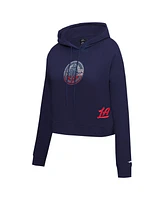 Pro Standard Women's Navy La Clippers Jewels Cropped Pullover Hoodie