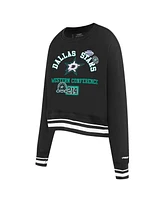 Pro Standard Women's Black Dallas Stars Area Code Cropped Pullover Sweatshirt
