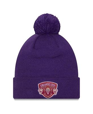 New Era Men's Purple Orlando City Sc Jersey Hook Cuffed with Pom Knit Hat