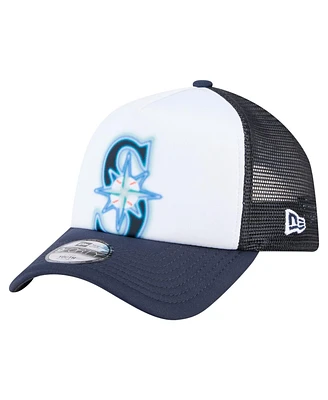 New Era Toddler White/Navy Seattle Mariners Painted A-Frame 9FORTY Trucker Adjustable Hat