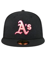 New Era Men's Black Athletics Tonal Koi 59FIFTY Fitted Hat