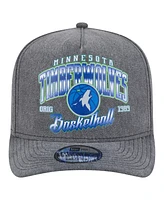New Era Men's Charcoal Minnesota Timberwolves Throwback Washed Pre-Curved 9FIFTY Snapback Hat