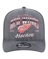 New Era Men's Charcoal Detroit Red Wings Throwback Washed A-Frame Pre-Curved 9FIFTY Snapback Hat