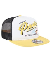 New Era Men's White/Gold Pittsburgh Pirates Retro Script Trucker 9FIFTY Snapback Hat