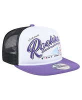 New Era Men's White/Purple Colorado Rockies Retro Script Trucker 9FIFTY Snapback Hat