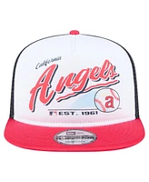 New Era Men's White/Red California Angels Retro Script Trucker 9FIFTY Snapback Hat