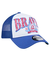 New Era Men's White/Royal Atlanta Braves Trucker A-Frame 9FORTY Adjustable Hat