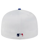 New Era Men's White/Blue York Mets Satin 59FIFTY Fitted Hat