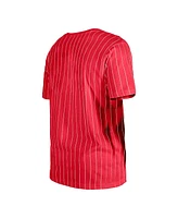 New Era Men's Red Cincinnati Reds Throwback Pinstripe T-Shirt