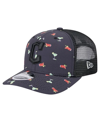 New Era Men's Black Cleveland Guardians Adventure Drinks Pattern 9SEVENTY Stretch-Snap Hat