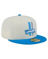 New Era Men's White/Blue Detroit Lions Throwback Main 59FIFTY Fitted Hat