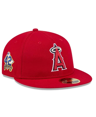 New Era Men's Red Los Angeles Angels 2025 Jackie Robinson Day Retro Crown 59FIFTY Unstructured Fitted Hat