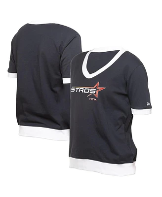 New Era Women's Navy Houston Astros 2025 City Connect Rhinestone V-neck T-Shirt
