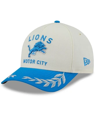 New Era Men's Cream/Blue Detroit Lions 2025 Nfl Draft 9FORTY A-Frame M-Crown Adjustable Hat