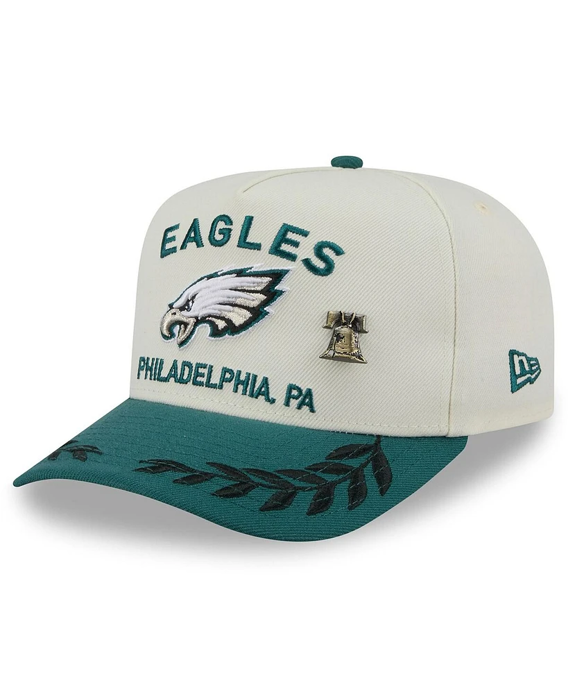 New Era Men's Cream/Midnight Green Philadelphia Eagles 2025 Nfl Draft A-Frame 59FIFTY Fitted Hat