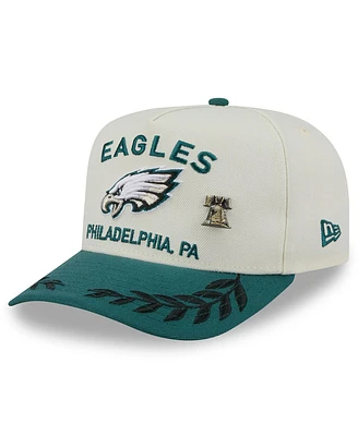 New Era Men's Cream/Midnight Green Philadelphia Eagles 2025 Nfl Draft A-Frame 59FIFTY Fitted Hat