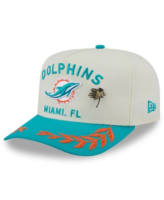 New Era Men's Cream/Aqua Miami Dolphins 2025 Nfl Draft A-Frame 59FIFTY Fitted Hat