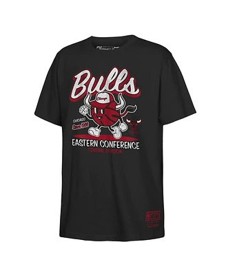 Mitchell & Ness Big Boys and Girls Black Chicago Bulls Retro Mascot Script T-Shirt