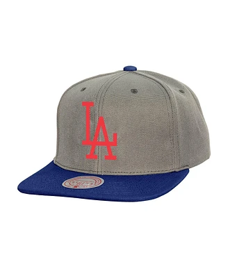 Mitchell & Ness Men's Gray Los Angeles Dodgers Cooperstown Collection Basic Flip Snapback Hat
