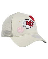 New Era Women's Cream Kansas City Chiefs All Love 9FORTY Adjustable Trucker Hat