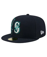 New Era Men's Navy Seattle Mariners Yarn Stitch 59FIFTY Fitted Hat