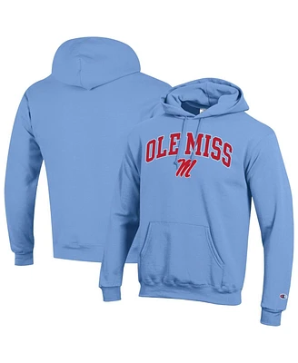 Champion Men's Light Blue Ole Miss Rebels Arched Logo Fleece Pullover Hoodie