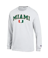 Champion Men's White Miami Hurricanes Arch Over Logo Long Sleeve T-Shirt