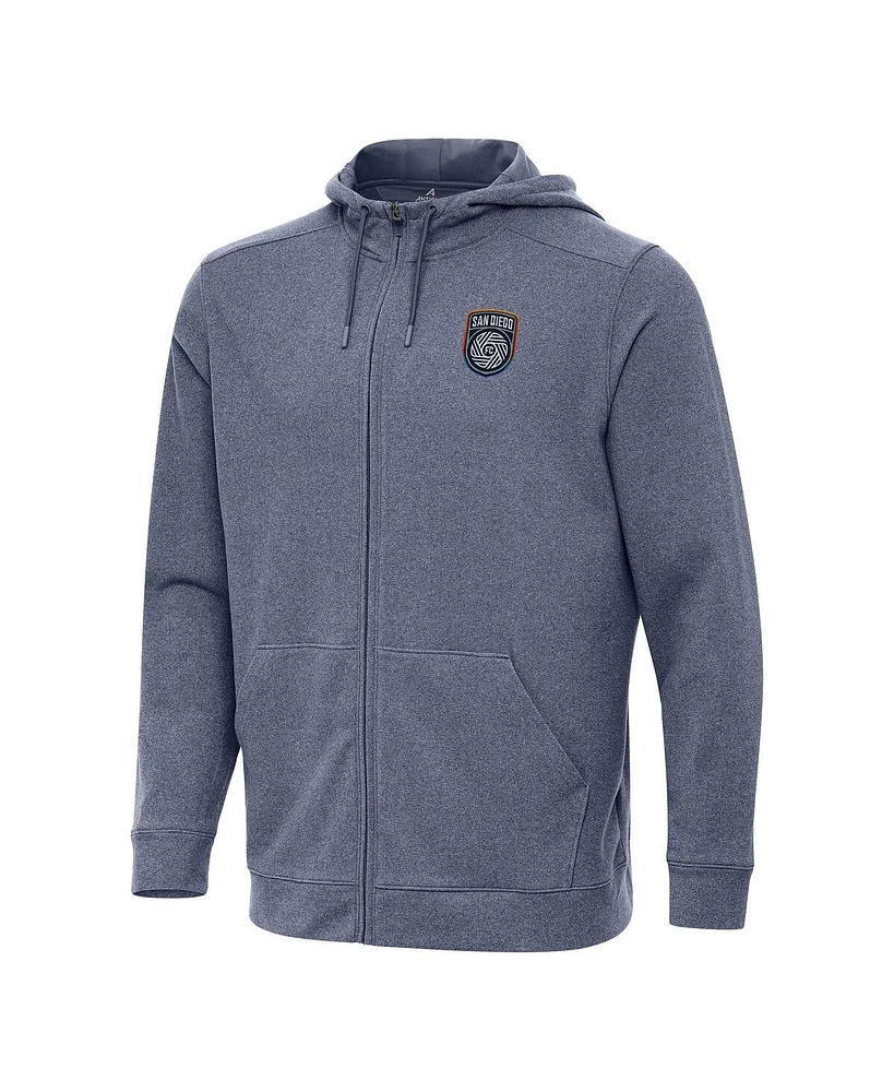 Antigua Men's Heather Navy San Diego Fc Effortless Full-Zip Hoodie Jacket