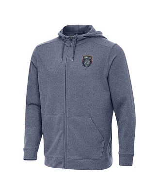 Antigua Men's Heather Navy San Diego Fc Effortless Full-Zip Hoodie Jacket