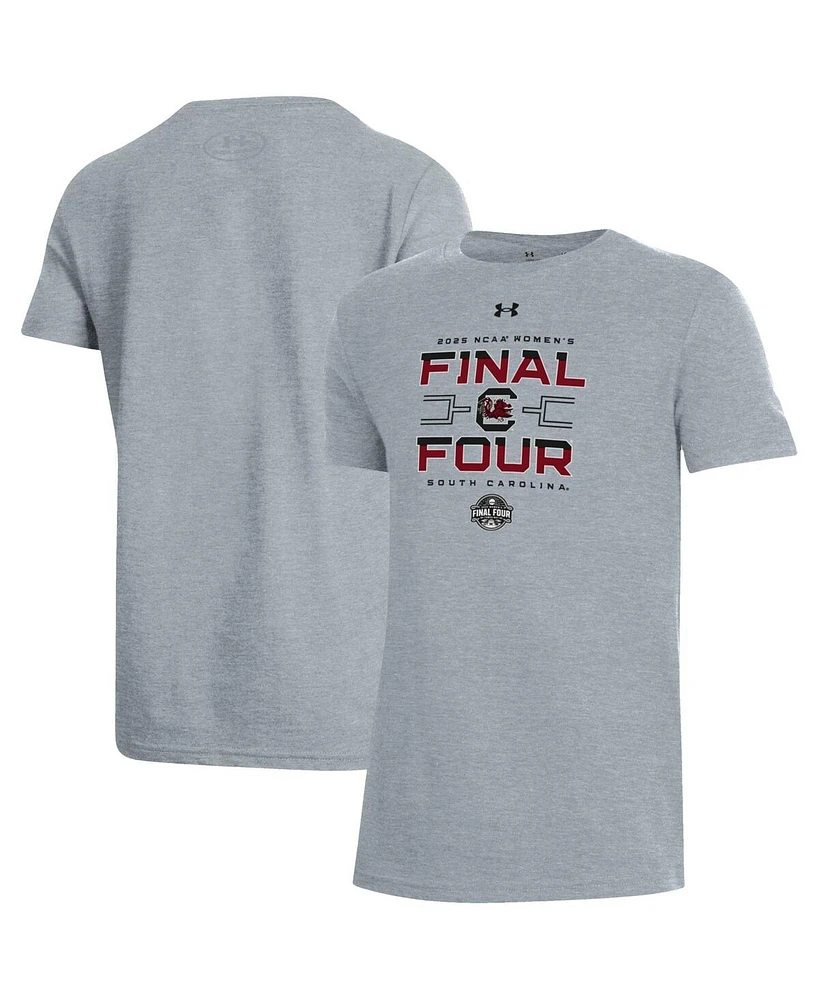 Under Armour Big Boys and Girls Gray South Carolina Gamecocks 2025 Ncaa Women's Basketball Tournament March Madness Final Four Locker Room T-Shirt