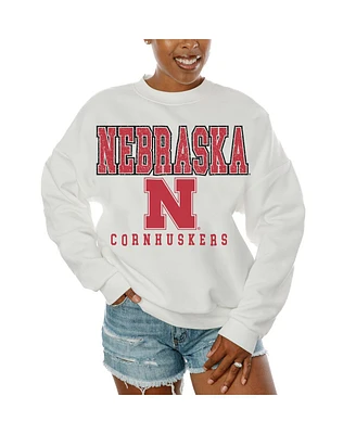 Gameday Couture Women's White Nebraska Huskers Freestyle Fleece Pullover Sweatshirt
