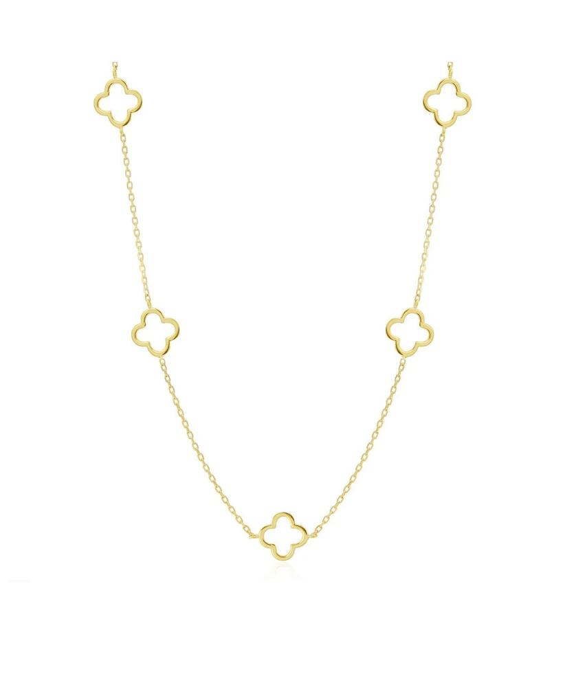 The Lovery Small Gold Open Clover Necklace 14K Gold