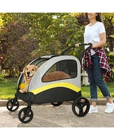 Bingopaw 4 Wheel Foldable Pet Travel Stroller With Basket