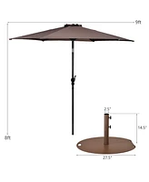 Gymax 9 Ft Patio Table Market Umbrella Yard Outdoor w/ Heavy-duty Base