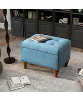 Upholstered Tufted Ottoman with Storage Nailhead Trim Bench Footstool for Living Room Bedroom Entryway Multi Purpose Easy Assembly-The Pop Home