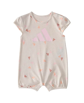 adidas Baby Girls Short Sleeve Printed Heather Shortie Romper