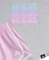 adidas Baby Girls 2-Piece Cap Sleeve Heather T-Shirt and Woven Shorts Set