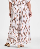 Vince Camuto Plus Printed Gathered Wide-Leg Pants