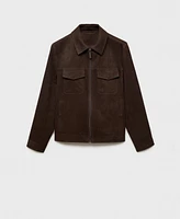 Mango Men's Faux-Suede Zipper Jacket