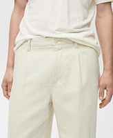 Mango Men's Regular-Fit Pleated Cotton-Linen Jeans