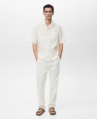 Mango Men's Linen Pinstripes Shirt