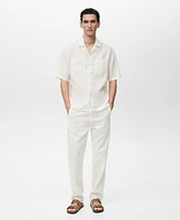 Mango Men's Linen Pinstripes Shirt