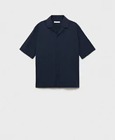 Mango Men's Textured Bowling Collar Shirt