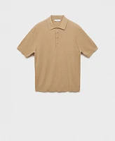 Mango Men's Rib-Knit Cotton-Blend Polo Shirt