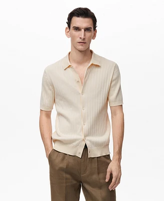 Mango Men's Slim-Fit Fine Rib-Knit Shirt