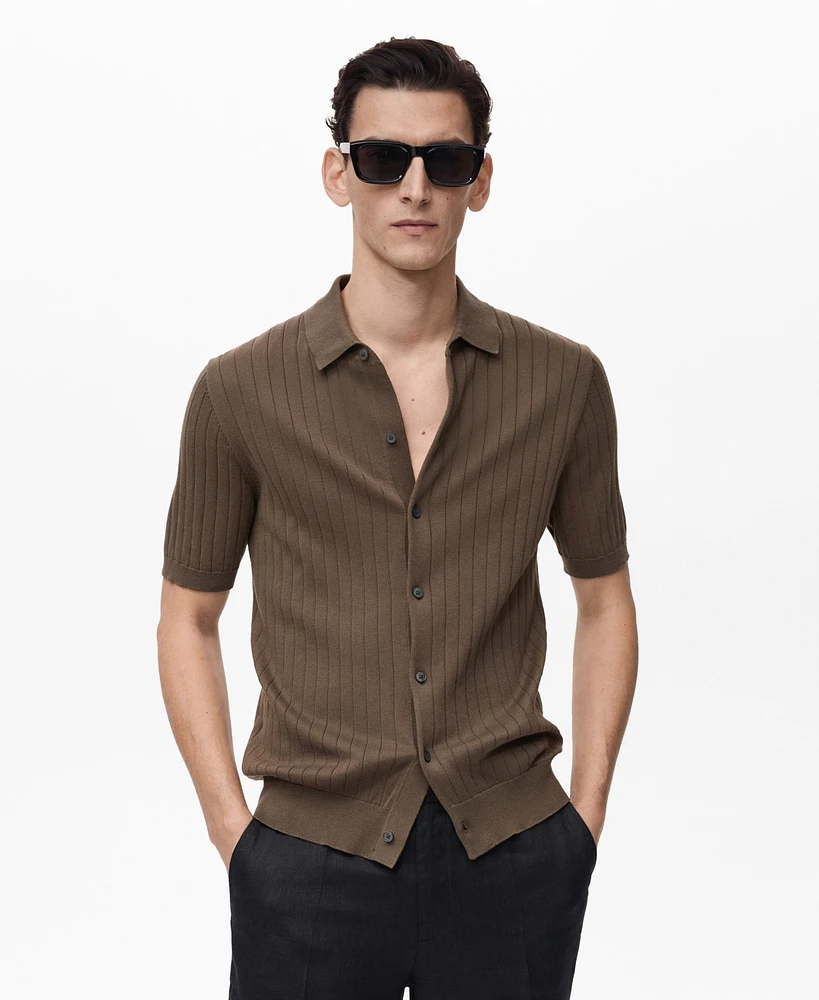 Mango Men's Slim-Fit Fine Rib-Knit Shirt